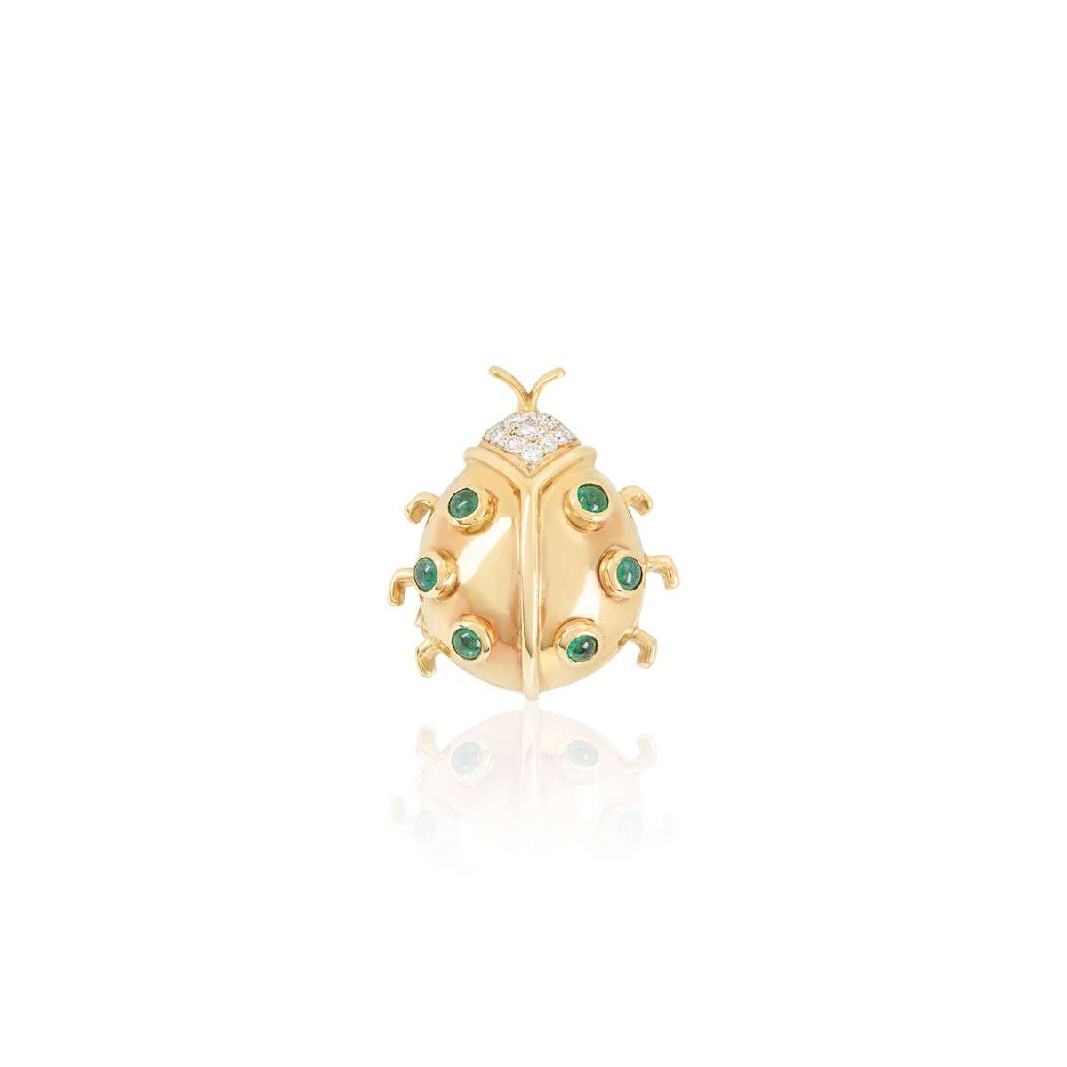 Yellow Gold Diamond & Emerald Ladybird Brooch